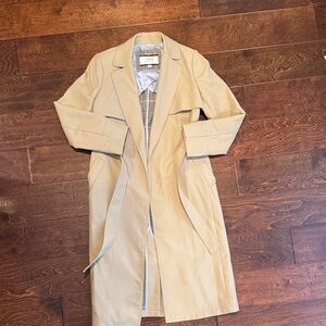 J. Crew Collection Beige Trench Coat with Belt and plaid interior